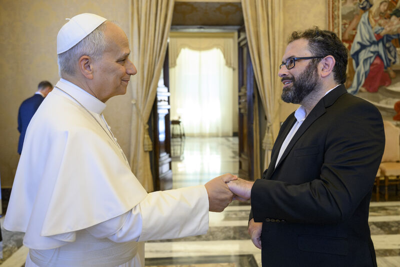 Benjamin Rosman greeting Pope Leo XIV at the Vatican